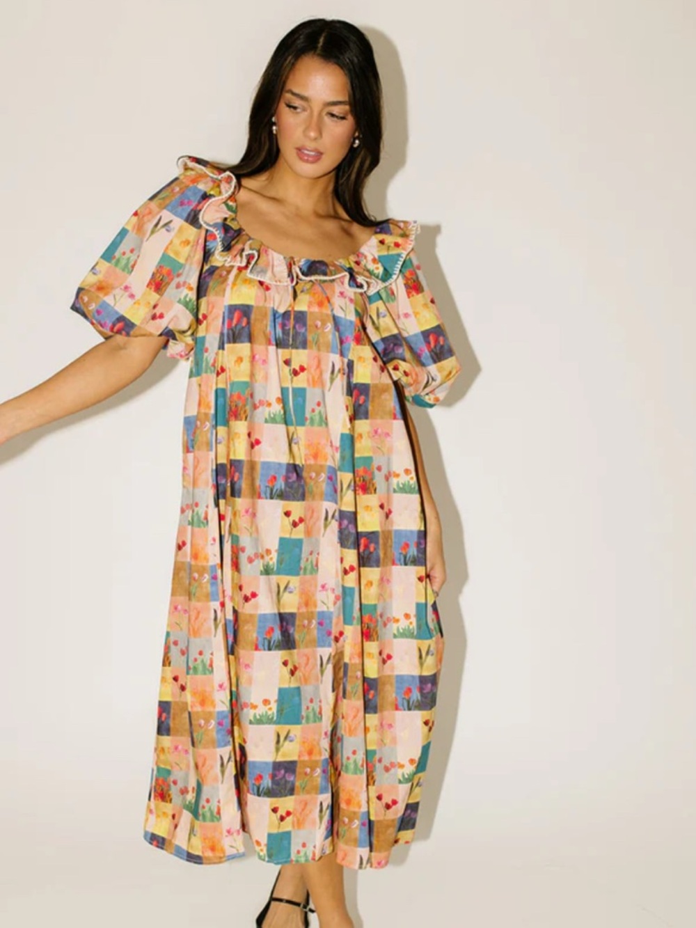 GOOD LUCK PUFF SLEEVE DRESS // PATCHWORK *ZOCO EXCLUSIVE*